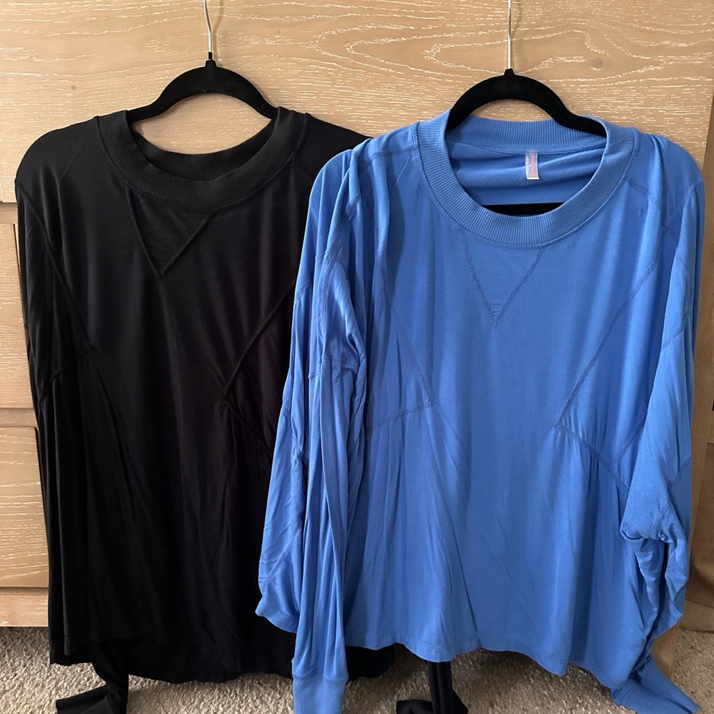 FP Movement by Free People Long Sleeve Tops - Black and Blue